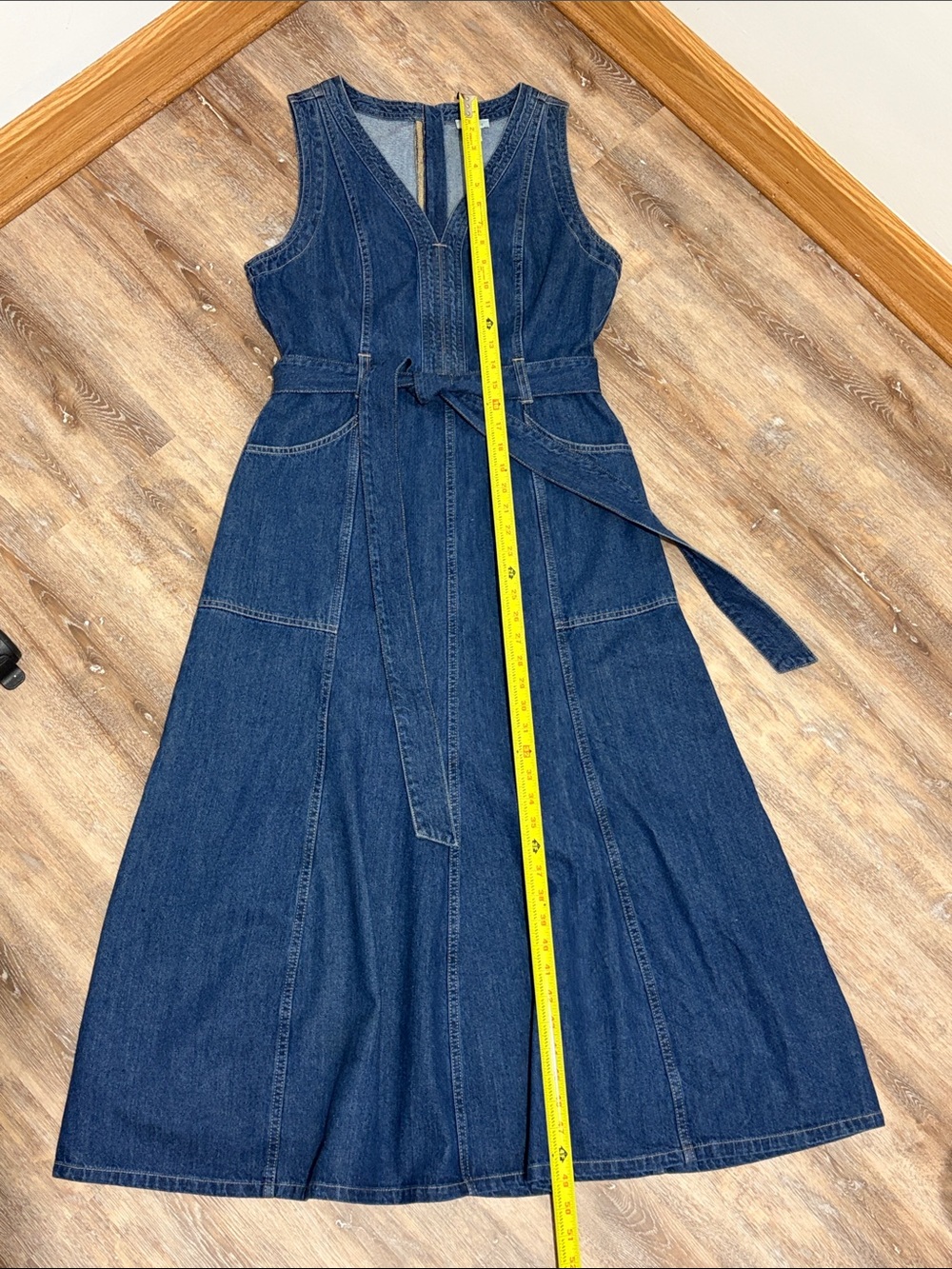 Sundance Poppy Denim Midi Dress Sleeveless Belted Size 8 Western Boho Festival - Picture 9 of 15